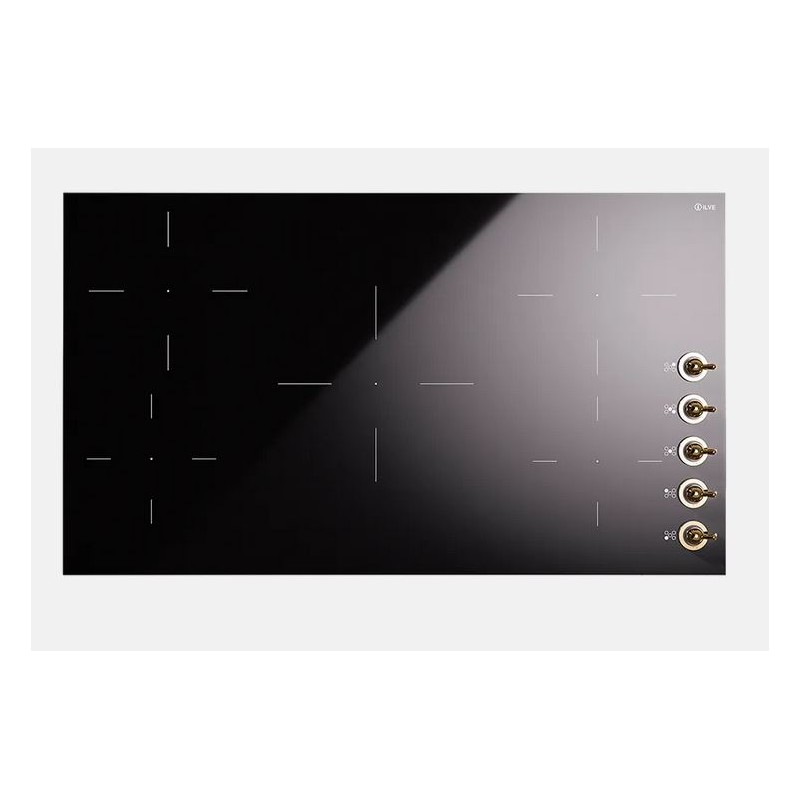 HVI395N Placa de inducción Ilve Nostalgie HVI395N de 90 cm en vitrocerámica negra con mandos cromados