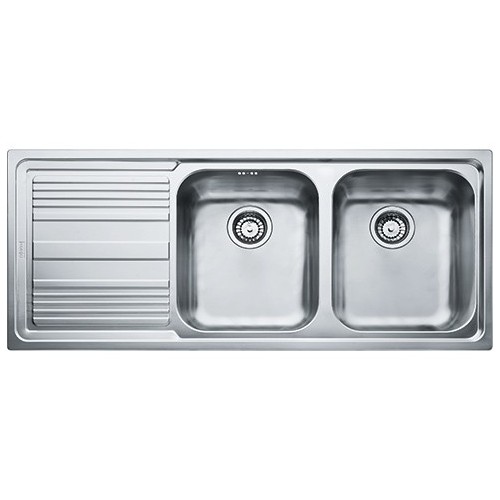 Franke: Fregadero doble Logica Line LLL 621 101.0086.284 con escurridor a la izquierda, 116 x 50 cm, acabado dekor