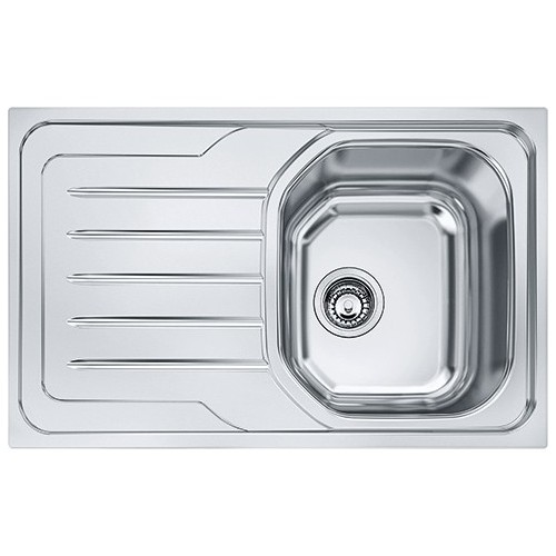 Franke One bowl sink with left drainer Onda Line OLX 611 101.0180.189 satin stainless steel finish 79x50 cm