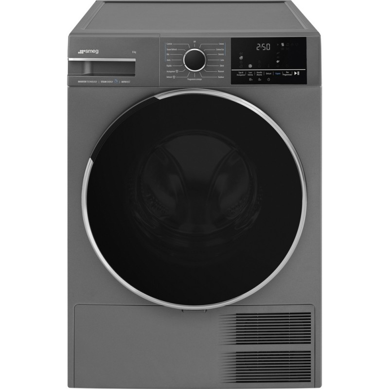 DNG08SEB Sèche-linge pose libre Smeg DNG08SEB 60 cm, finition gris pierre