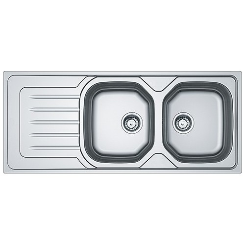 Franke Two bowls sink with left drainer Onda Line OLX 621 101.0180.201 satin stainless steel finish 116x83x50 cm