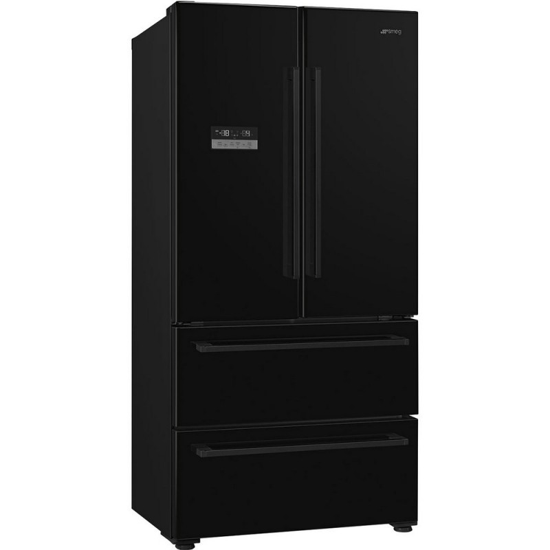 FQ55FNDE Réfrigérateur Smeg FQ55FNDE 84 cm, pose libre, 2 portes, 2 tiroirs côte à côte, finition noire