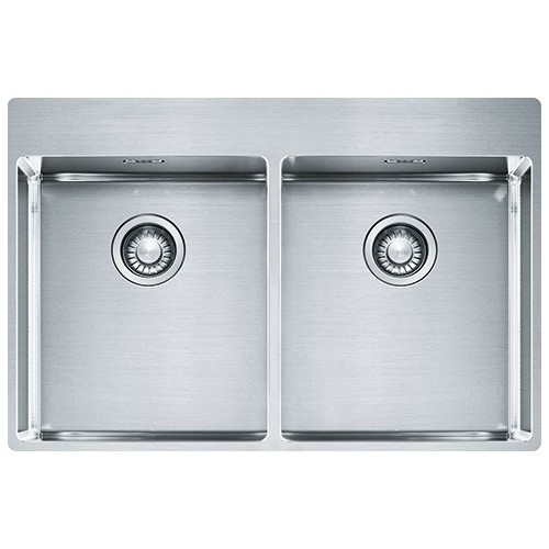 Franke: Évier double bac Franke Box à encastrer semi-affleurant/Filotop BXX 220 36-36 TL 127.0369.314, finition acier, 77x5