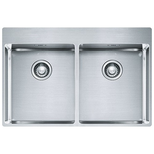 Franke Sink two bowls Franke Box Built-in Semifilo / Filotop BXX 220 36-36 TL 127.0369.314 satin stainless steel finish 77x51