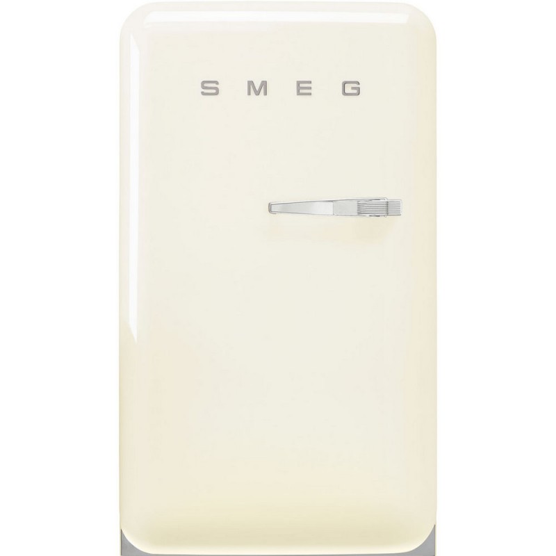 FAB10HLCR6 Smeg FAB10HLCR6 55cm freestanding single door left hinged fridge freezer in cream finish