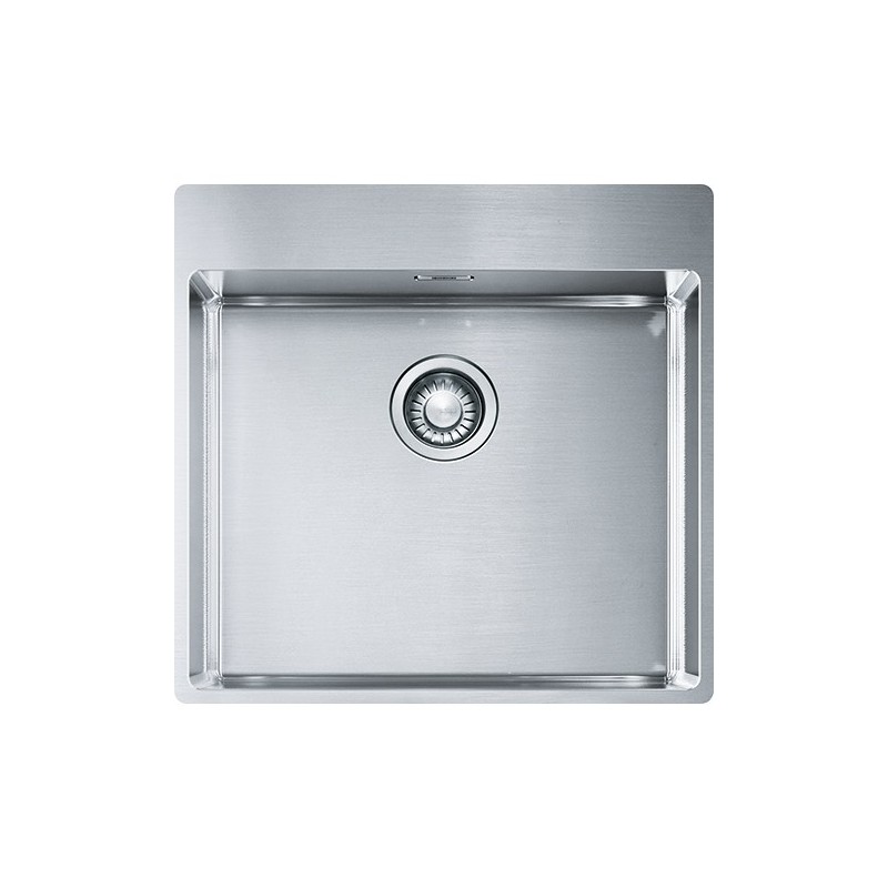  Franke: Fregadero de un solo seno con caja de empotrar semiempotrada/empotrada BXX 210-50 TL 127.0369.289, 53 x 51 cm