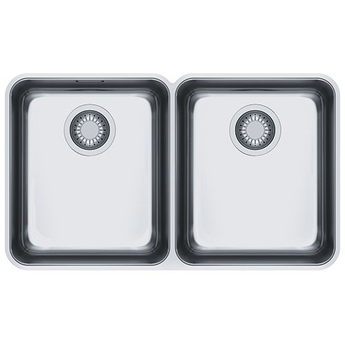Franke: Évier double bac à encastrer sous plan Aton ANX 120 122.0536.341, finition inox satiné, 72 x 40 cm