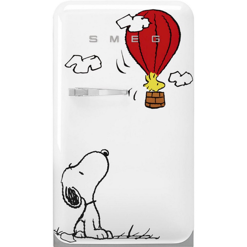 FAB10RDSN6 Réfrigérateur Smeg FAB10RDSN6 55 cm à pose libre, porte simple, charnière à droite, finition blanche Snoopy