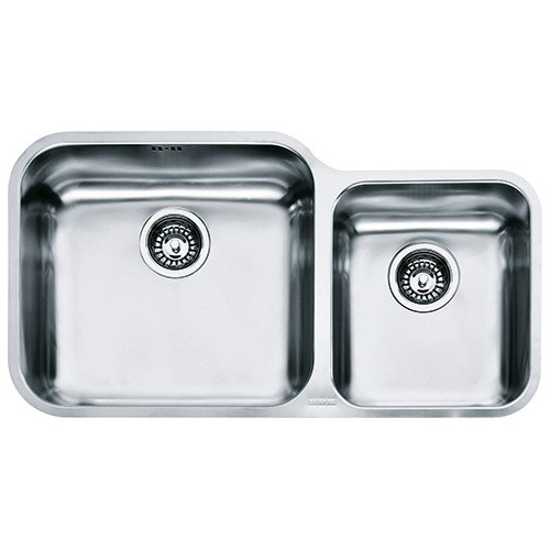 Évier Franke à double cuve sous plan GAX 120 122.0021.447, finition inox satiné, 78 x 40 cm