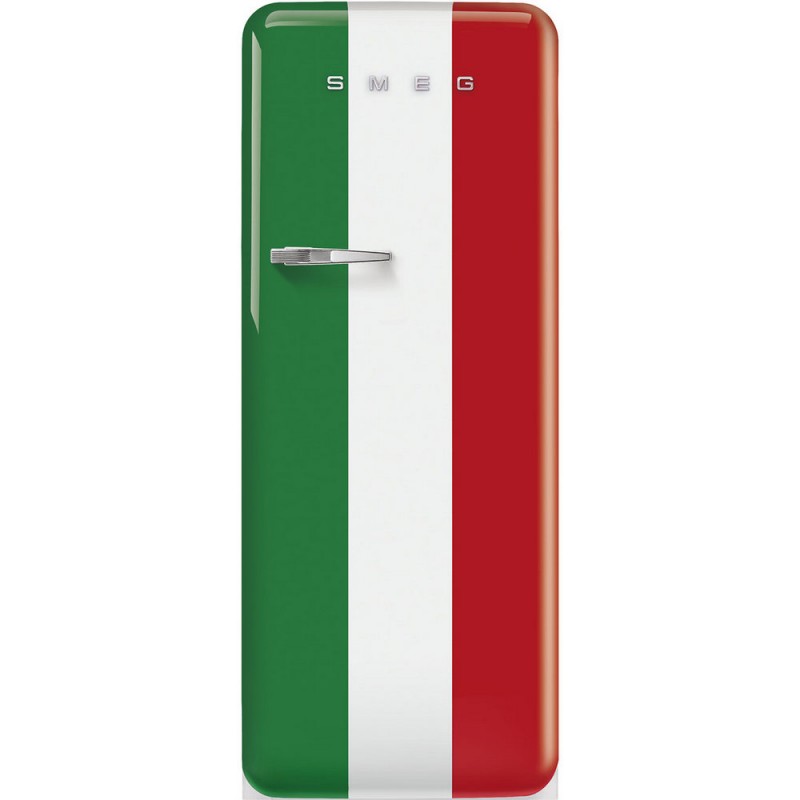 FAB28RDIT6 Smeg FAB28RDIT6 60cm freestanding single-door refrigerator with right hinges in a tricolour finish