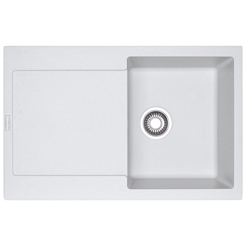Franke: Maris MRG 611 114.0153.909, évier à une cuve avec égouttoir, finition fragranite blanche, 78 x 50 cm