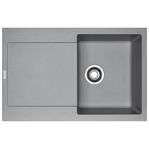 Franke: Fregadero de un seno con escurridor Maris MRG 611 114.0066.566, acabado Fragranite Stone Grey, 78x50 cm