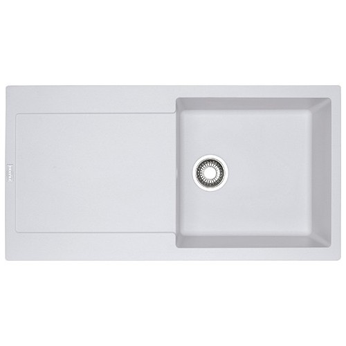 Franke: Évier à une cuve Maris MRG 611-L 114.0153.910 avec égouttoir, finition fragranite blanche, 97 x 50 cm