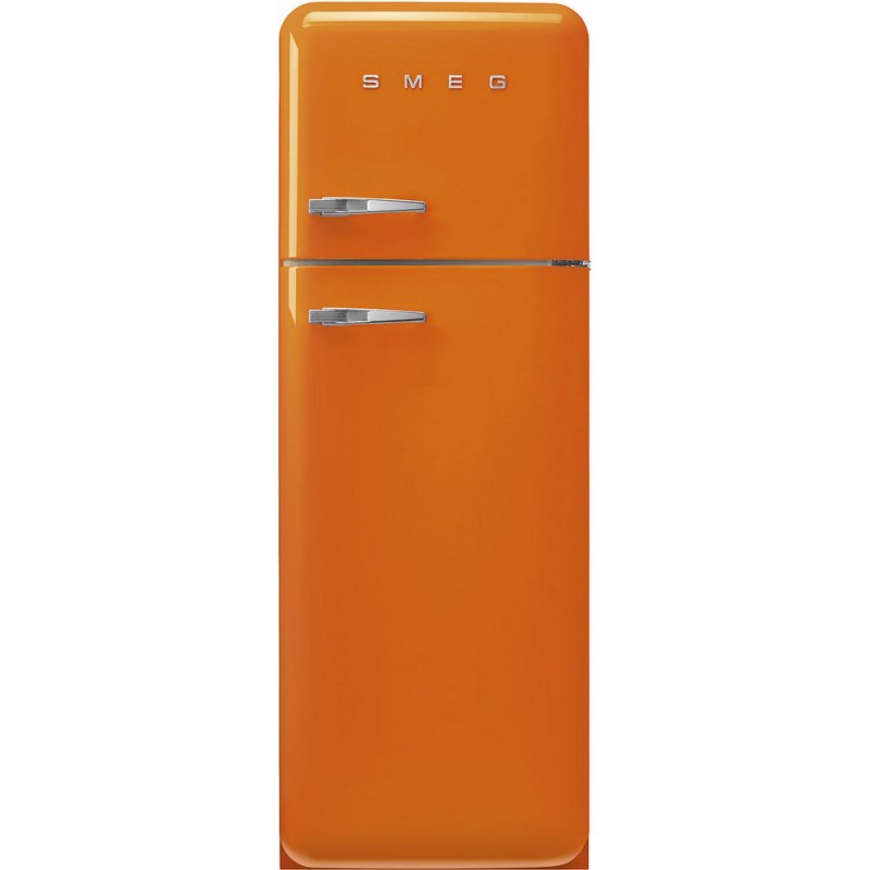 FAB30ROR6 Smeg FAB30ROR6 60cm freestanding right-hinged double door refrigerator in orange finish