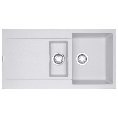 Franke Sink one bowl with tray and drainer Maris MRG 651 114.0153.911 white fragranite finish 97x50 cm