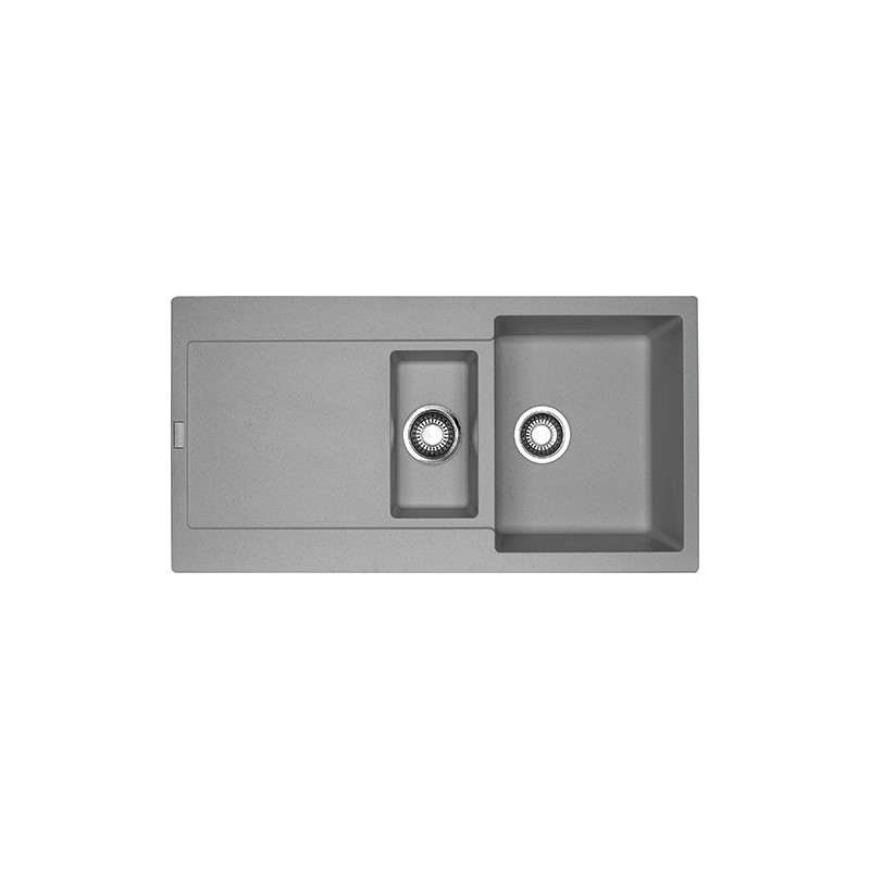  Fregadero de un seno Franke: Maris MRG 651 114.0066.682 con escurridor y cubeta, acabado Fragranite Stone Grey, 97x50 cm.
