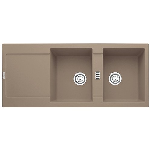 Franke: Fregadero doble Maris MRG 621 114.0490.332 con escurridor, acabado granito color ostra, 116 x 50 cm