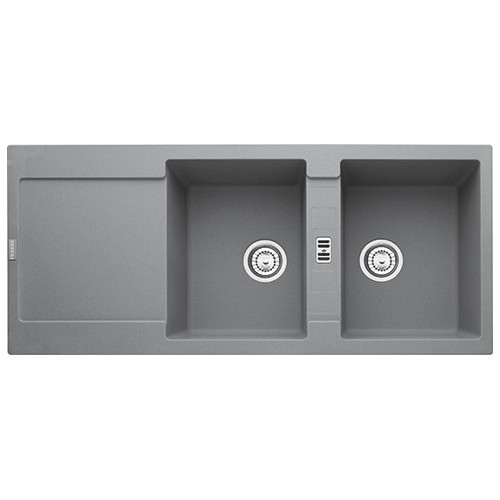 Franke: Maris MRG 621 114.0066.716 Évier double bac avec égouttoir, 116 x 50 cm, finition Gris pierre Fragranite