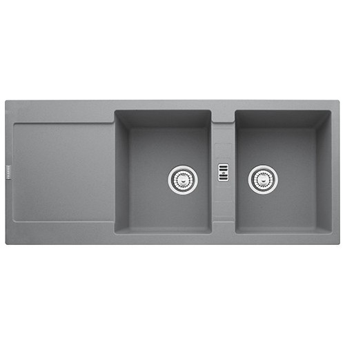 Franke Two bowls sink with drainer Maris MRG 621 114.0066.716 Fragrance stone gray finish 116x50 cm