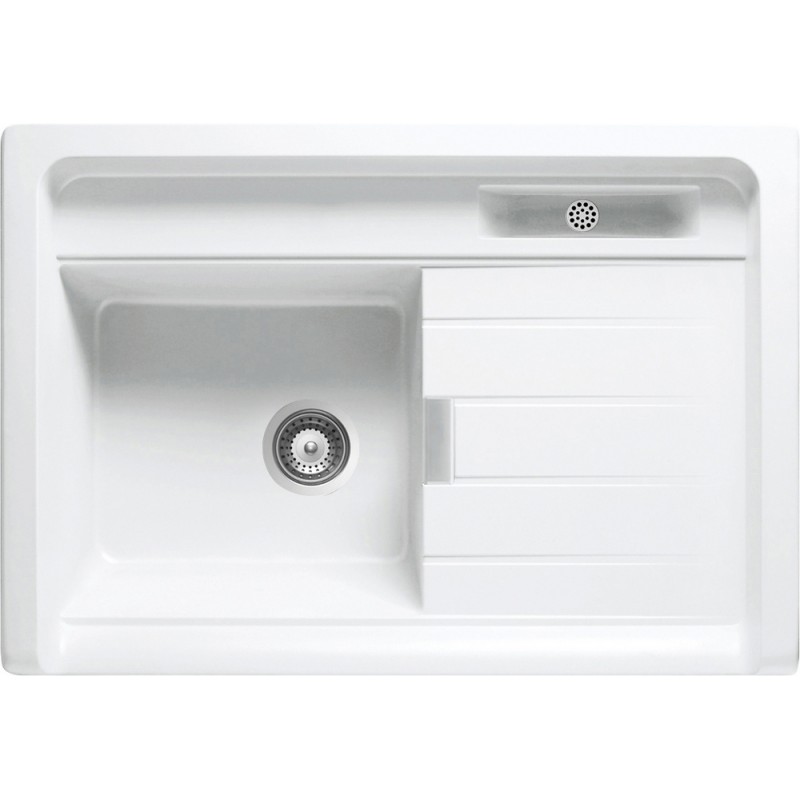 LARM100099 Schock Single bowl countertop sink with drainer LARGO M100 LARM100099 pure white finish 88.56x62.8 cm
