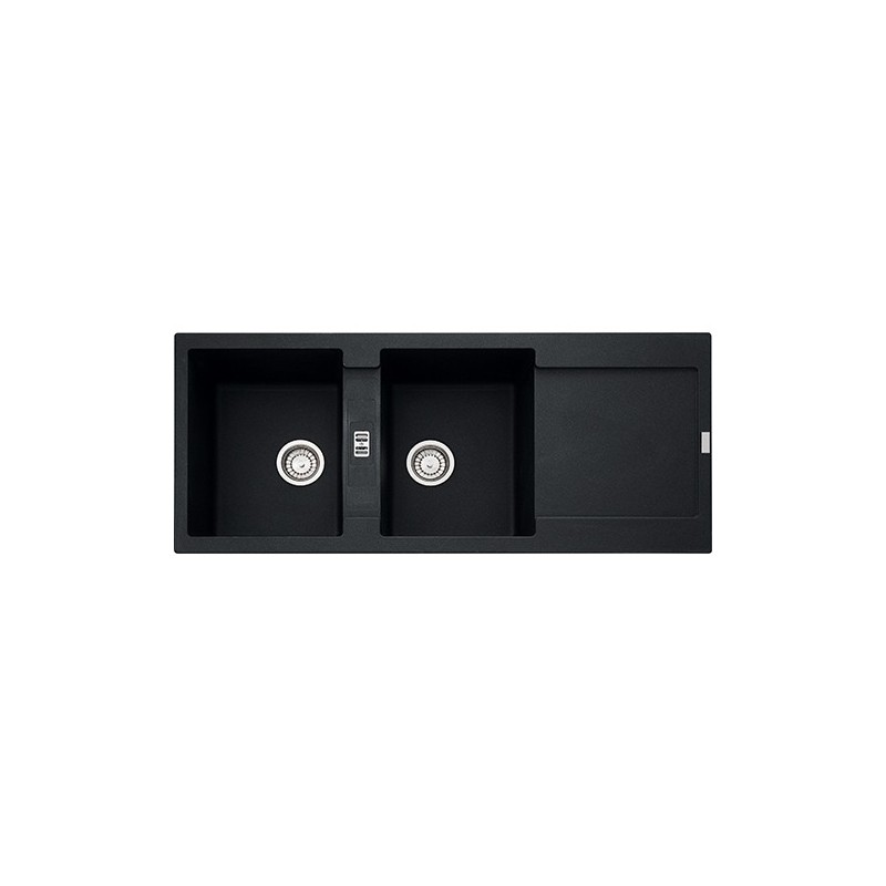  Franke: Maris MRG 621 114.0157.498 Évier double bac avec égouttoir, finition fragranite noire, 116 x 50 cm