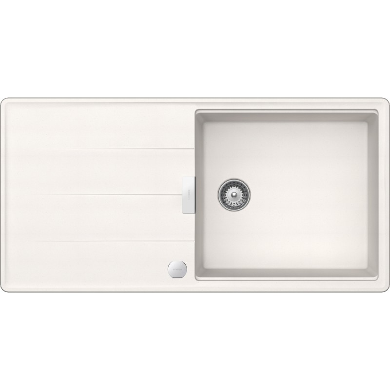 TIAD100LA99 Fregadero de un solo seno Schock con escurridor TIA D100LA TIAD100LA99, acabado blanco puro, 100x50 cm.