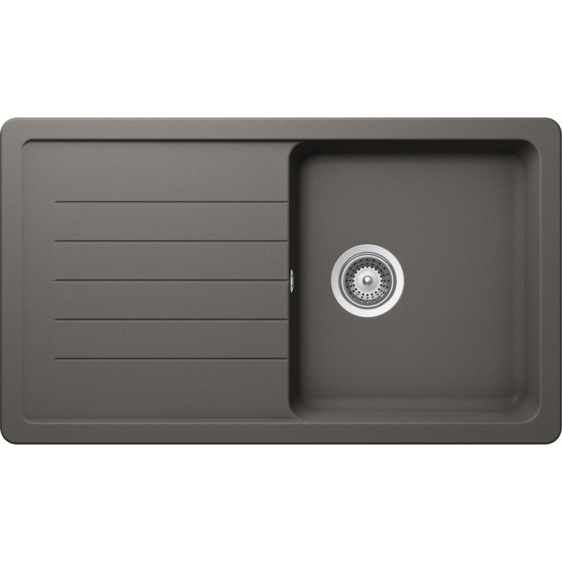 TOLD100A91 Fregadero de un seno Schock TOLEDO D100 TOLD100A91 con escurridor, acabado silverstone, 86x50 cm