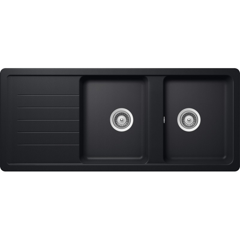 TOLD200A84 Évier double bac Schock TOLEDO D200 TOLD200A84 avec égouttoir, finition noir pur, 116 x 50 cm