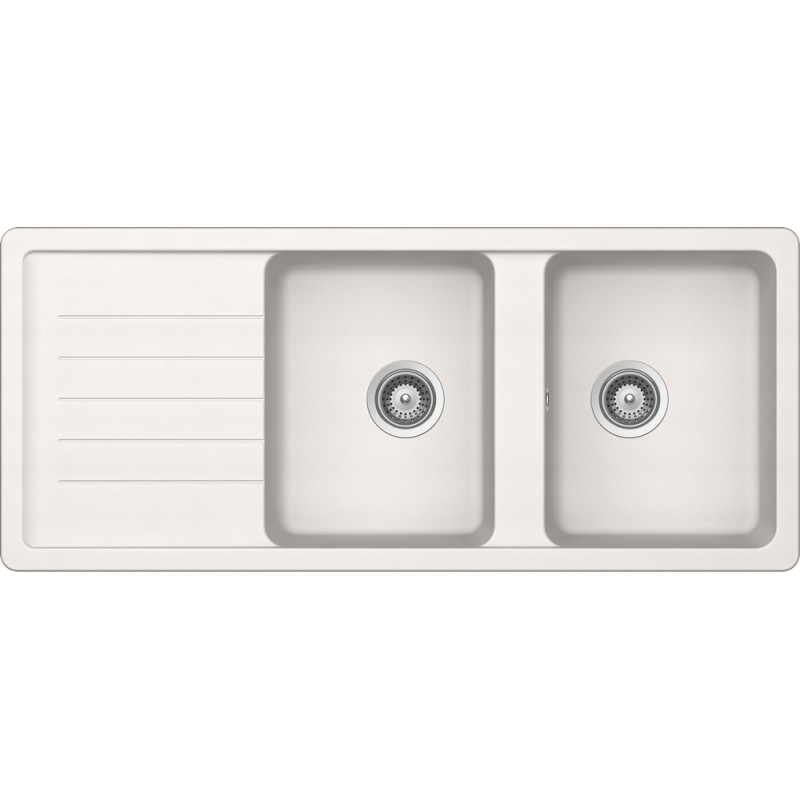TOLD200A99 Fregadero doble Schock TOLEDO D200 TOLD200A99 con escurridor, acabado blanco puro, 116 x 50 cm