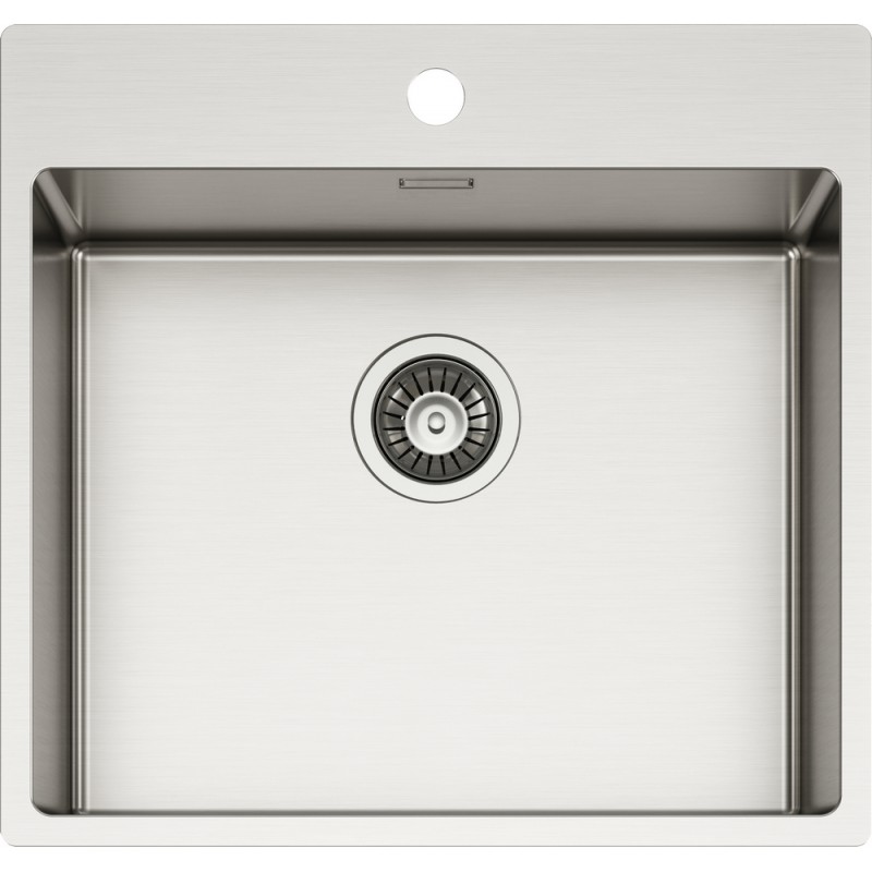 TECPN100L Évier Schock à une cuve NEW TECHNICK PLUS N100 L TECPN100L, finition acier inoxydable brossé, 55 x 51 cm