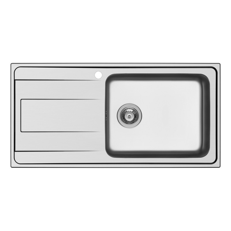 WAVD100LDX Schock Lavello una vasca con gocciolatoio a sinistra WAVE D100 L WAVD100LDX finitura inox spazzolato da 100x50 cm