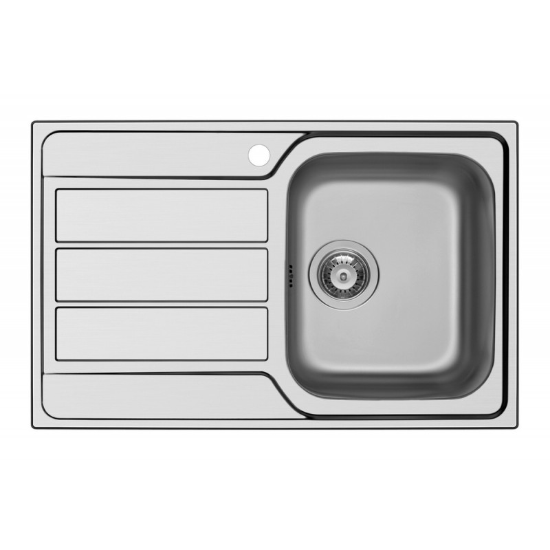 MASTD100SDX Schock Lavello una vasca con gocciolatoio a sinistra MASTER D100 S MASTD100SDX finitura inox spazzolato da 79x50 cm