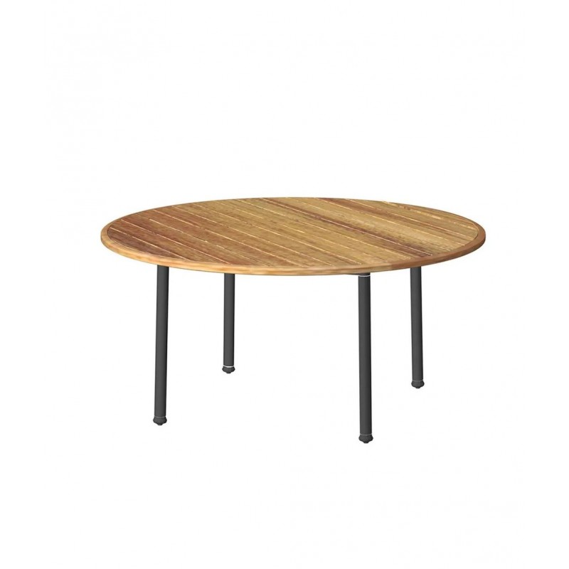 VERSILIA VERTAROGR_VERTAROCI Unopiù VERSILIA fixed round table with aluminium frame and Ø155 cm teak top