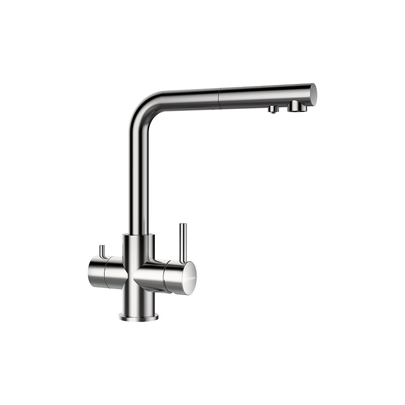 560120EDM Schock VITUS 3-way double-control mixer with shower 560120EDM solid stainless steel finish