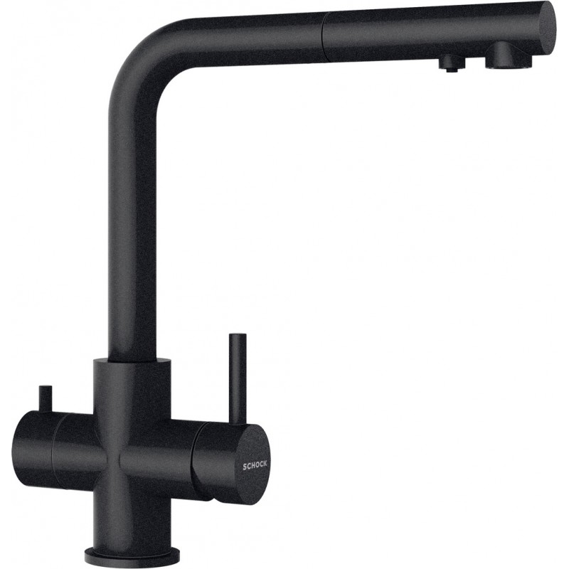 560127PUR Mitigeur thermostatique Schock VITUS 3 voies avec douchette 560127PUR finition acier noir