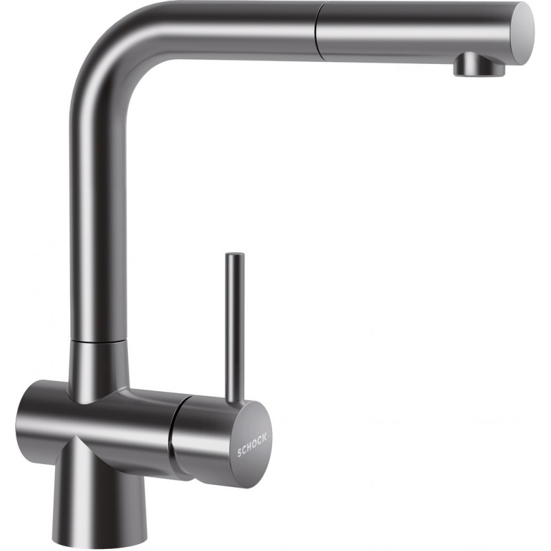 517120EDM Schock Miscelatore monocomando con doccetta LAIOS CON DOCCIA 517120EDM finitura acciaio inox massiccio
