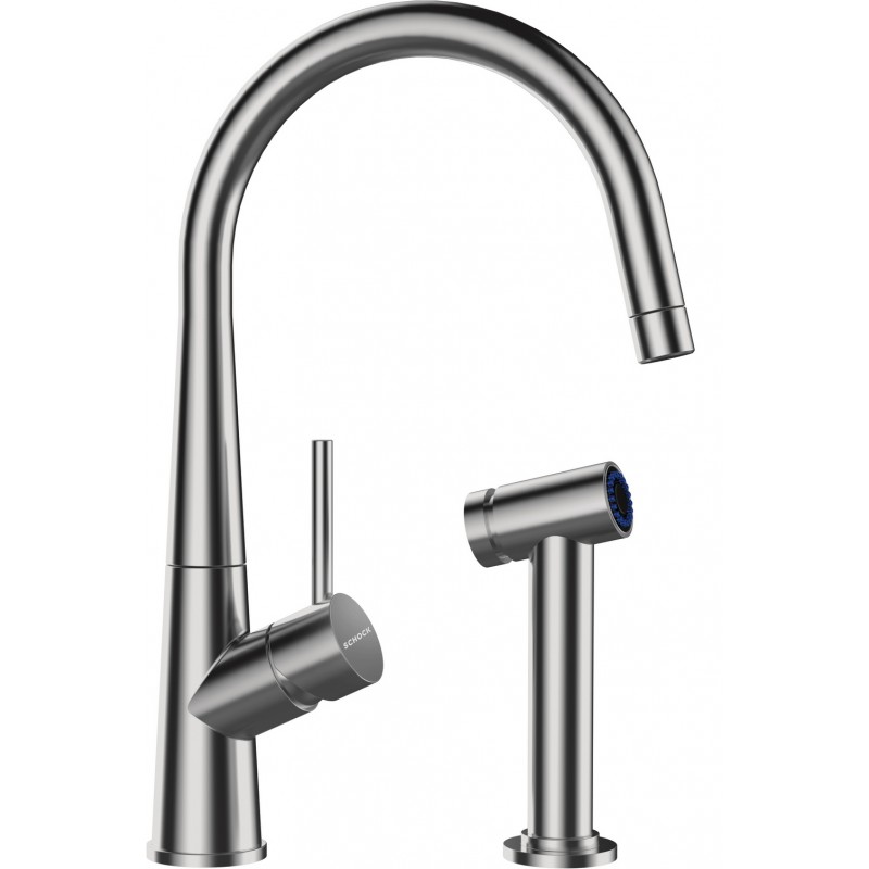 528006EDM Grifo monomando Schock con ducha independiente CONOS PRO 528006EDM, acabado en acero inoxidable macizo.