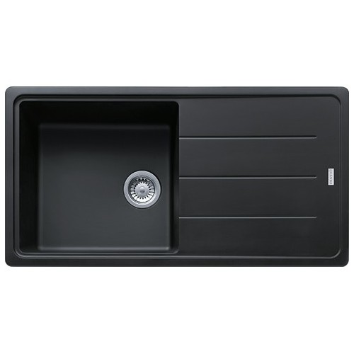 Franke: Évier à une cuve avec égouttoir Boston BFG 611-97 114.0276.112, finition fragranite noire, 97 x 50 cm