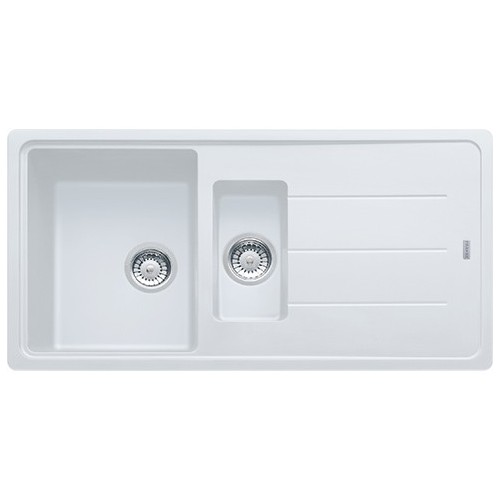 Franke: Lavello una vasca con vaschetta e gocciolatoio Boston BFG 651 114.0276.136 finitura fragranite bianco da 97x50 cm