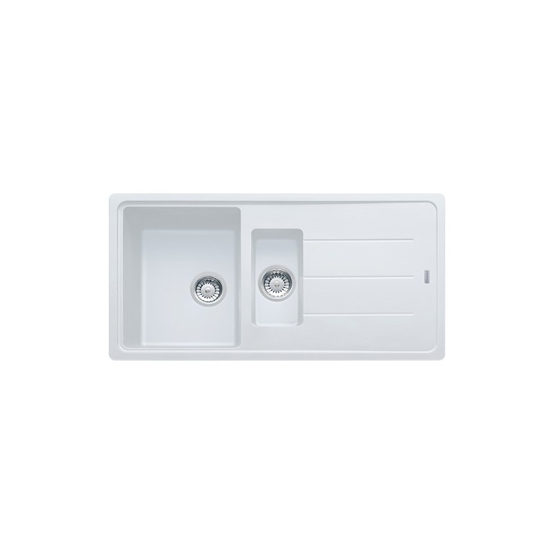  Franke: Évier à une cuve Boston BFG 651 114.0276.136 avec égouttoir et cuve, finition fragranite blanche, 97 x 50 cm