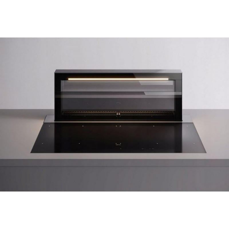 8034122370101 Falmec Level One 90cm matt black glass ceramic induction hob with integrated hood - 800m3/h
