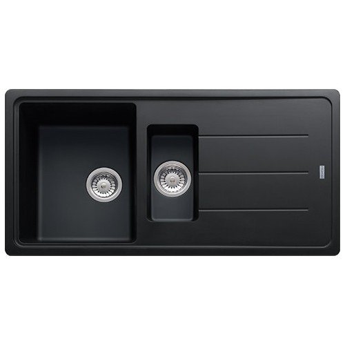 Franke: Lavello una vasca con vaschetta e gocciolatoio Boston BFG 651 114.0276.134 finitura fragranite nero da 97x50 cm