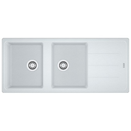  Franke: Lavello due vasche con gocciolatoio Boston BFG 621 114.0276.593 finitura fragranite bianco da 116x50 cm