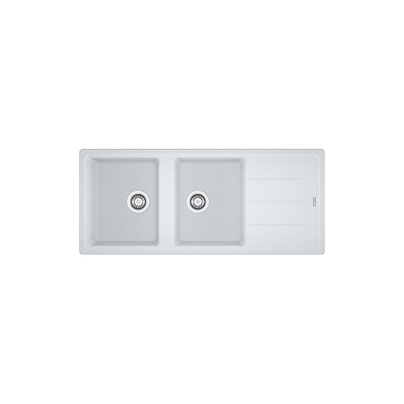  Fregadero doble Franke: Boston BFG 621 114.0276.593 con escurridor, acabado fragranite blanco, 116 x 50 cm.