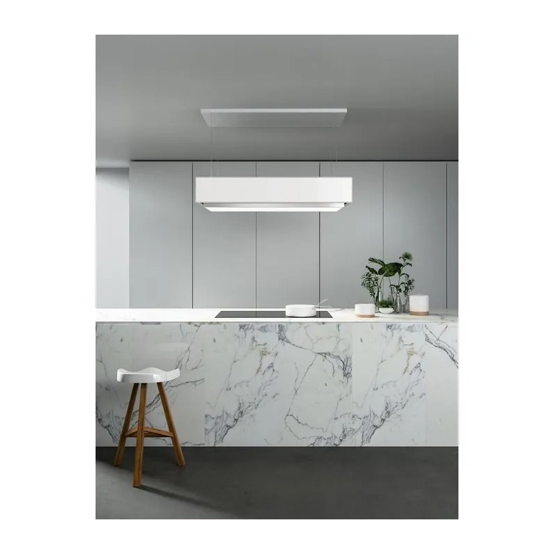 8034122477183 Falmec Levante island hood with white glass finish, 120 cm, 600 m3/h