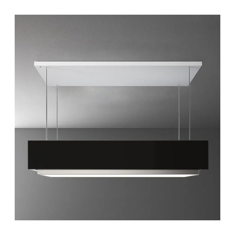 8034122476933 Hotte îlot Falmec Levante, finition verre noir, 120 cm, 600 m³/h