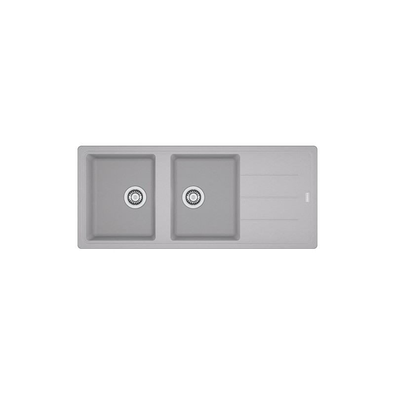  Franke: Évier double bac avec égouttoir Boston BFG 621 114.0276.592, 116x50 cm, finition aluminium fragranite