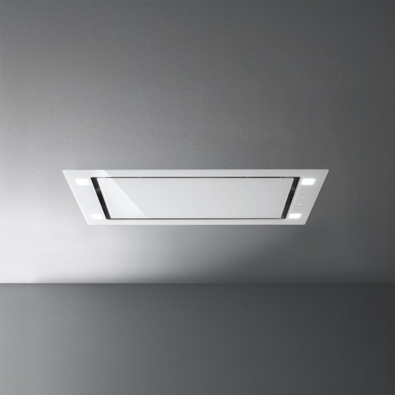 8034122363240 Falmec Sirio 90cm ceiling hood with white glass finish - Without motor