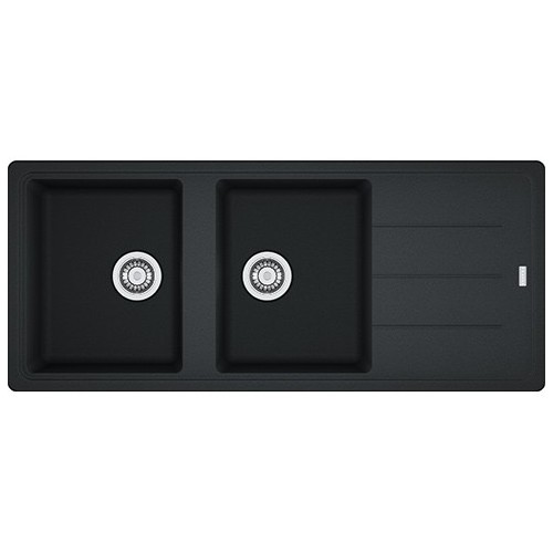 PRONTA CONSEGNA - Franke: Lavello due vasche con gocciolatoio Boston BFG 621 114.0276.591 finitura fragranite nero da 116x50 cm
