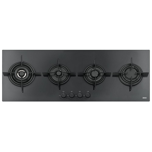 Plaque de cuisson à gaz Franke Mythos FHCR 1204 3G TC HE BK C 106.0374.292, finition verre noir, 118 cm